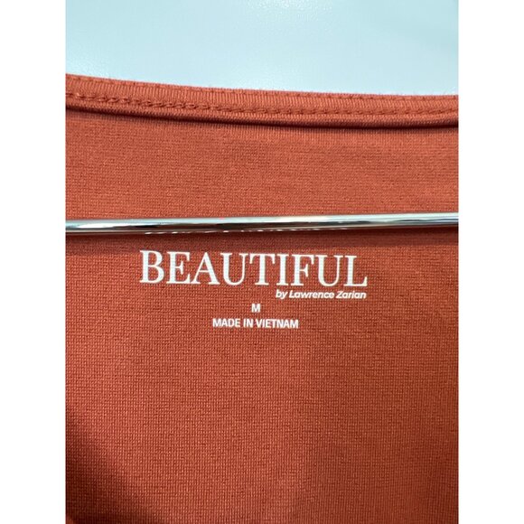 BEAUTIFUL by Lawrence Zarian Ponte VNeck Long Sleeve Seamed Top Size Medium Clay - Picture 4 of 8